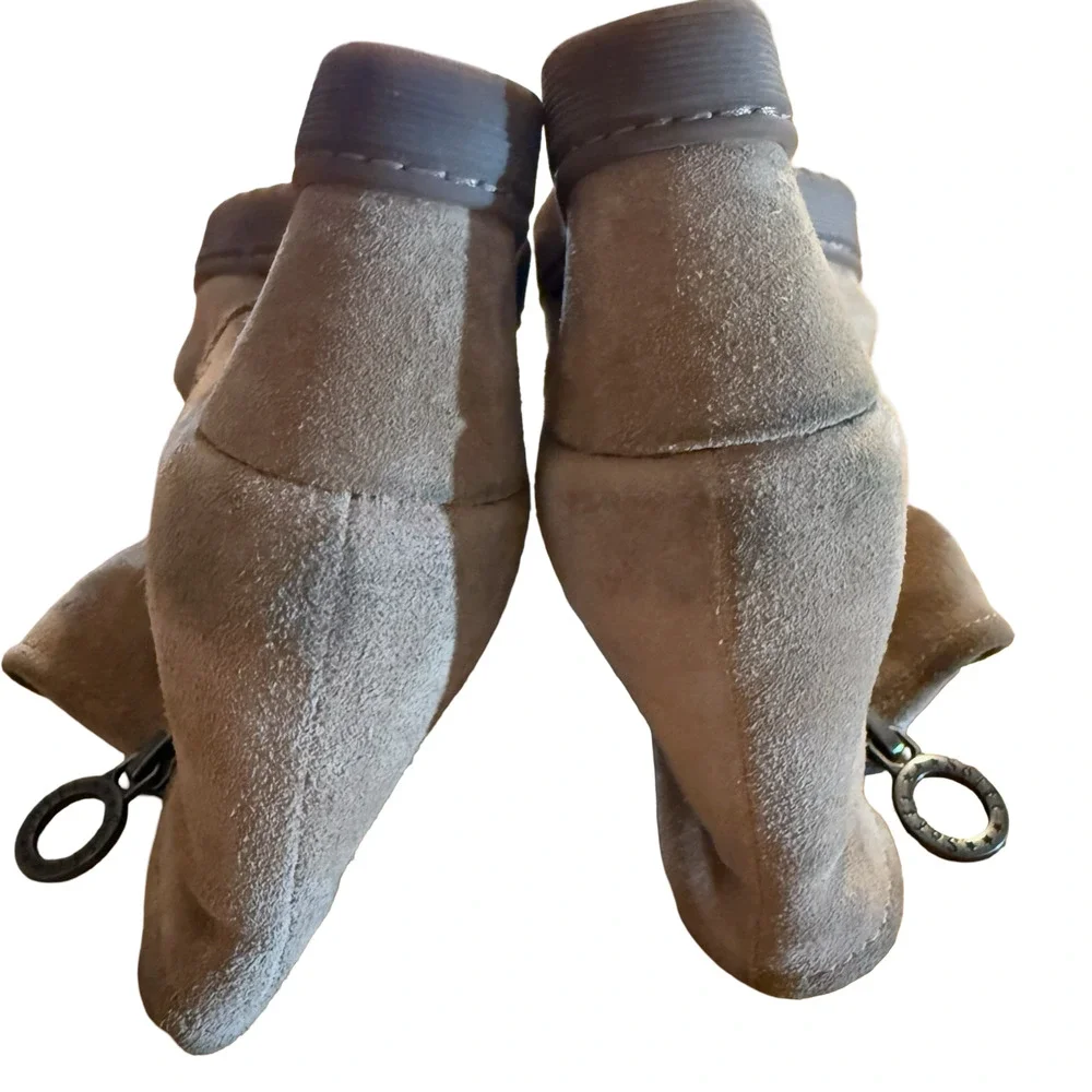 Sofft Siri Suede Leather Side Zip Wedge Ankle Booties Boots Slouch Beige sz 7.5